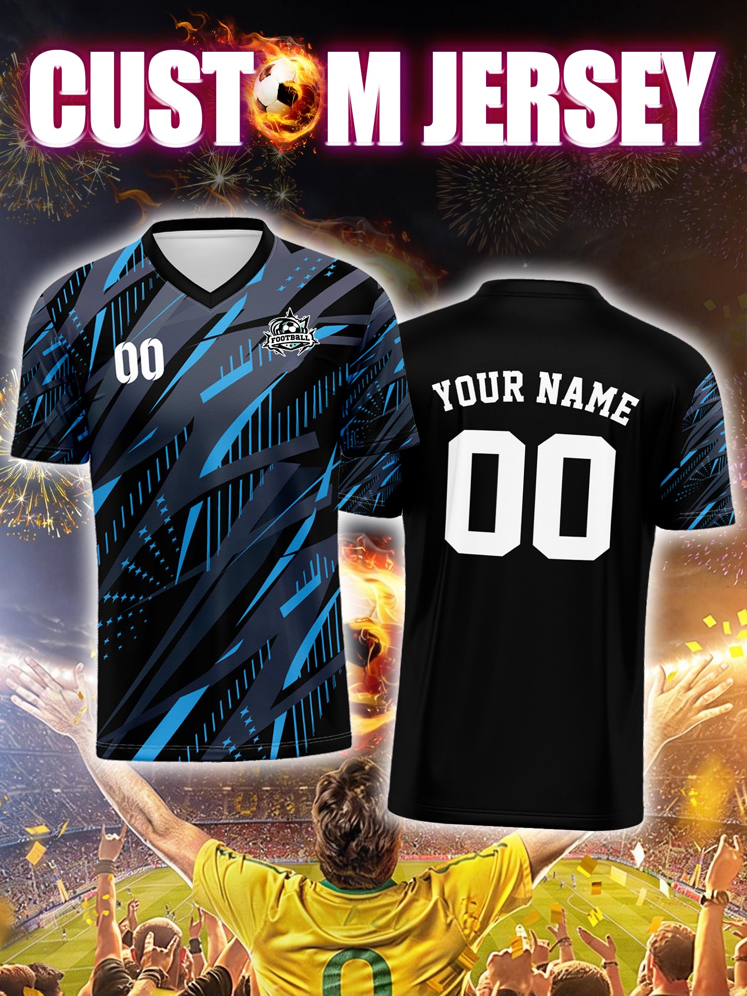 Watch Es - Custom Image Number Name Soccer Jersey,Backyard