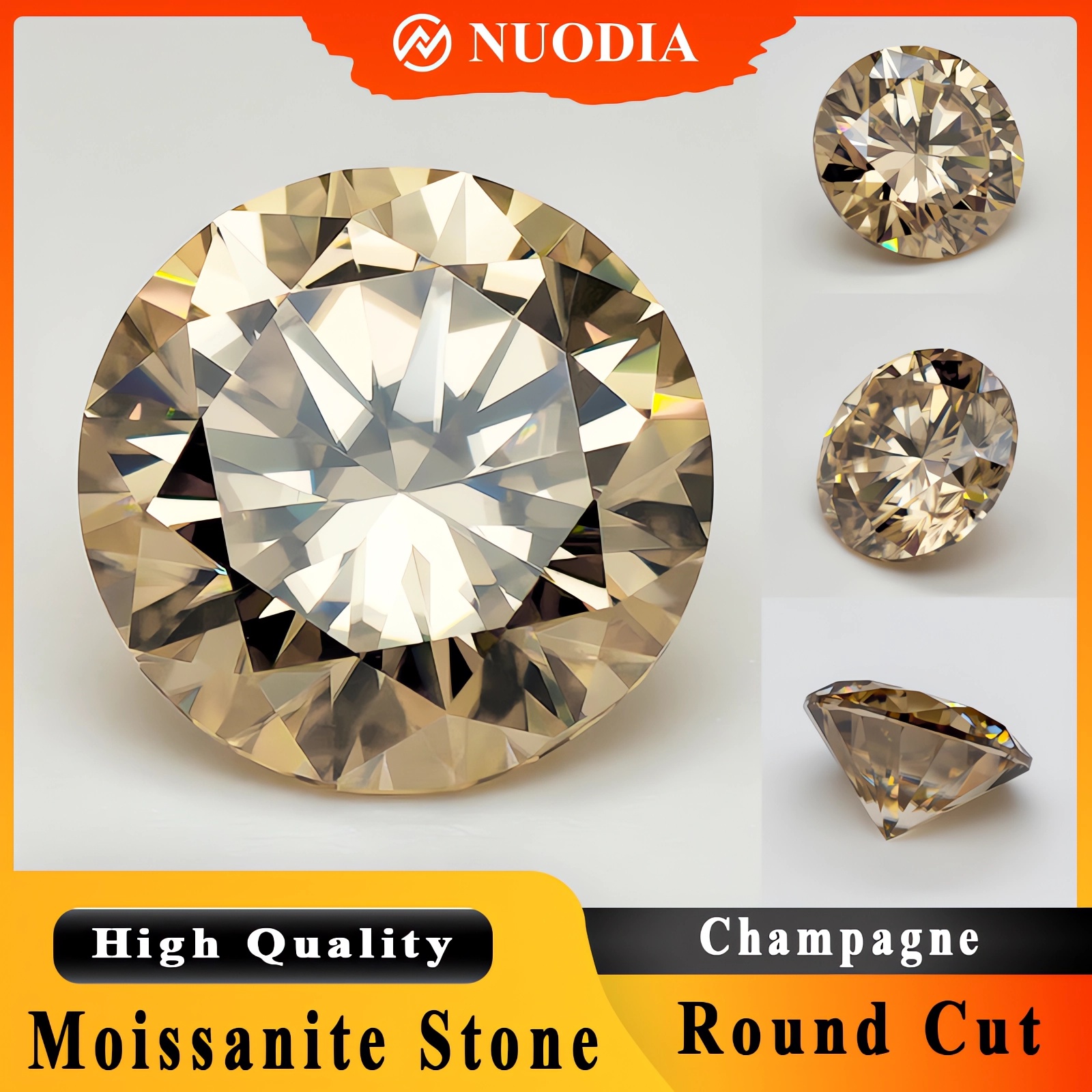 Vs Smartwatch - Champagne Round Cut Moissanite Stone With
