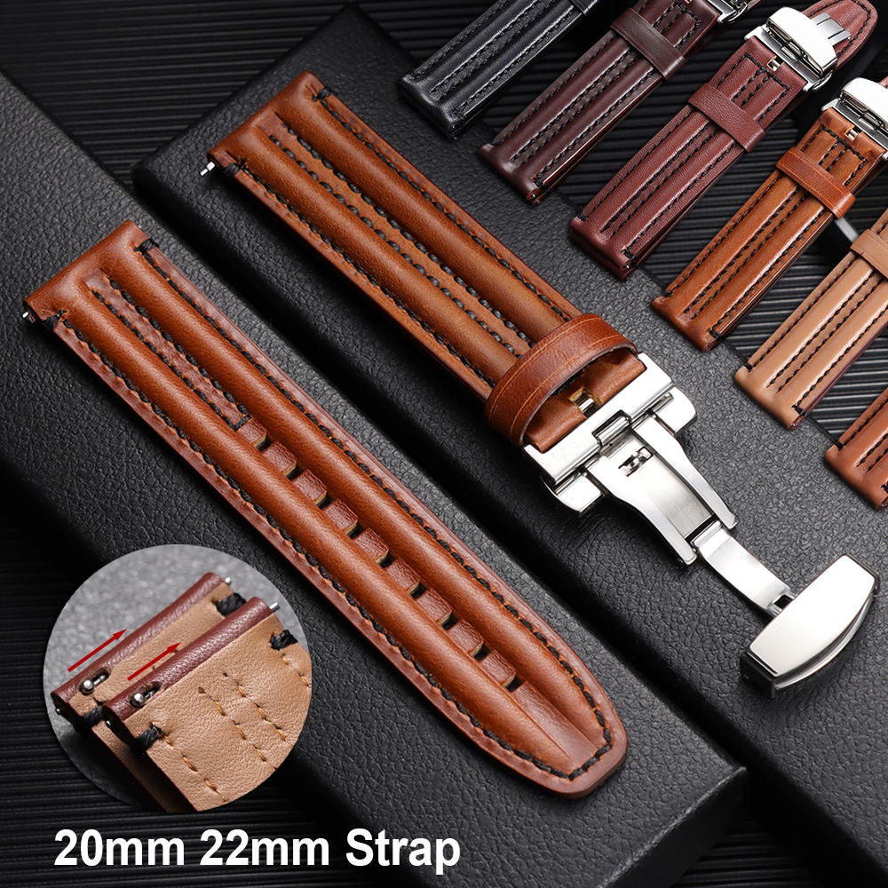 Smartwatch Vintage Watches For Men - 20mm 22mm Genuine Cowhide Watch Straps