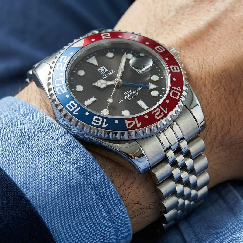2026 Men's GMT style quartz wa - مراجعة Watch Bezel Insert وسعره