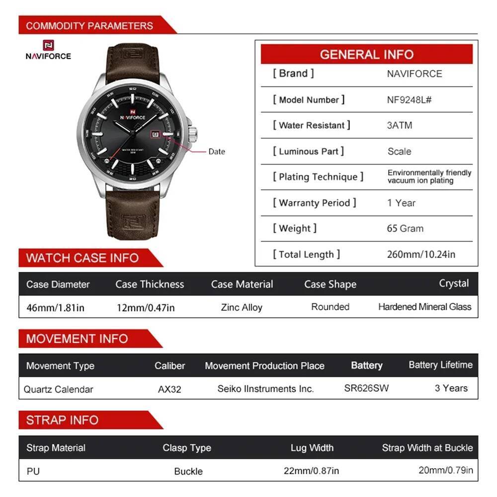 NAVIFORCE 9248L Elegant Men's  - مراجعة Smartwatch Vintage Watches For Men وسعره