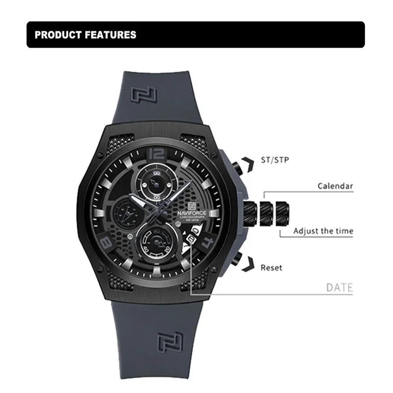 NAVIFORCE NF8051T  Luxury Desi - مراجعة Silicone Sport Band وسعره