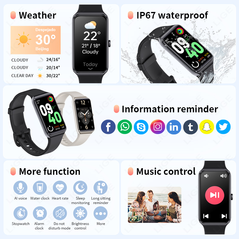 LIGE Couple Smart Wristband Me - مراجعة Smartwatch Latest Watches For Women وسعره