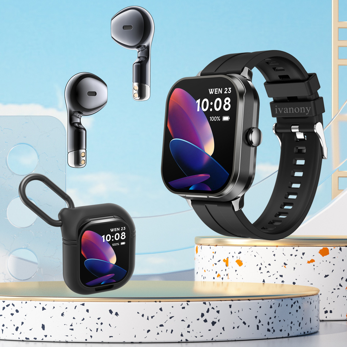 Smart Watch Earphones 2 in 1 b - مراجعة Smartwatch Noise Watches For Men وسعره