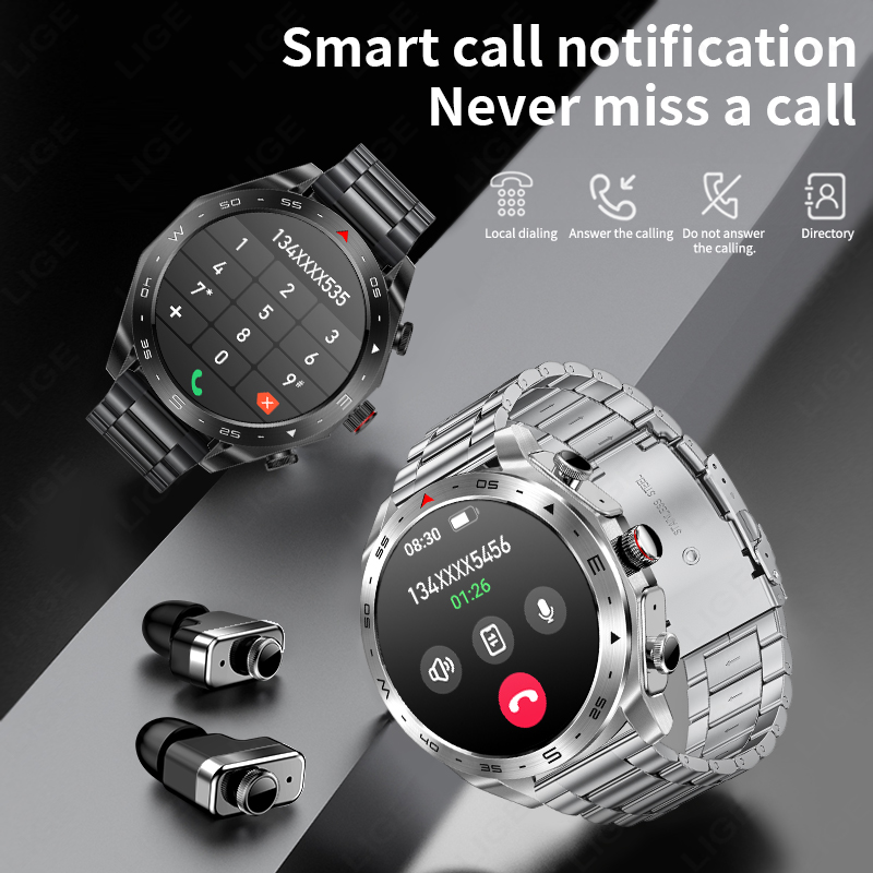 LIGE TWS Earbuds Bluetooth Hea - مراجعة Smartwatch Noise Watches For Men وسعره
