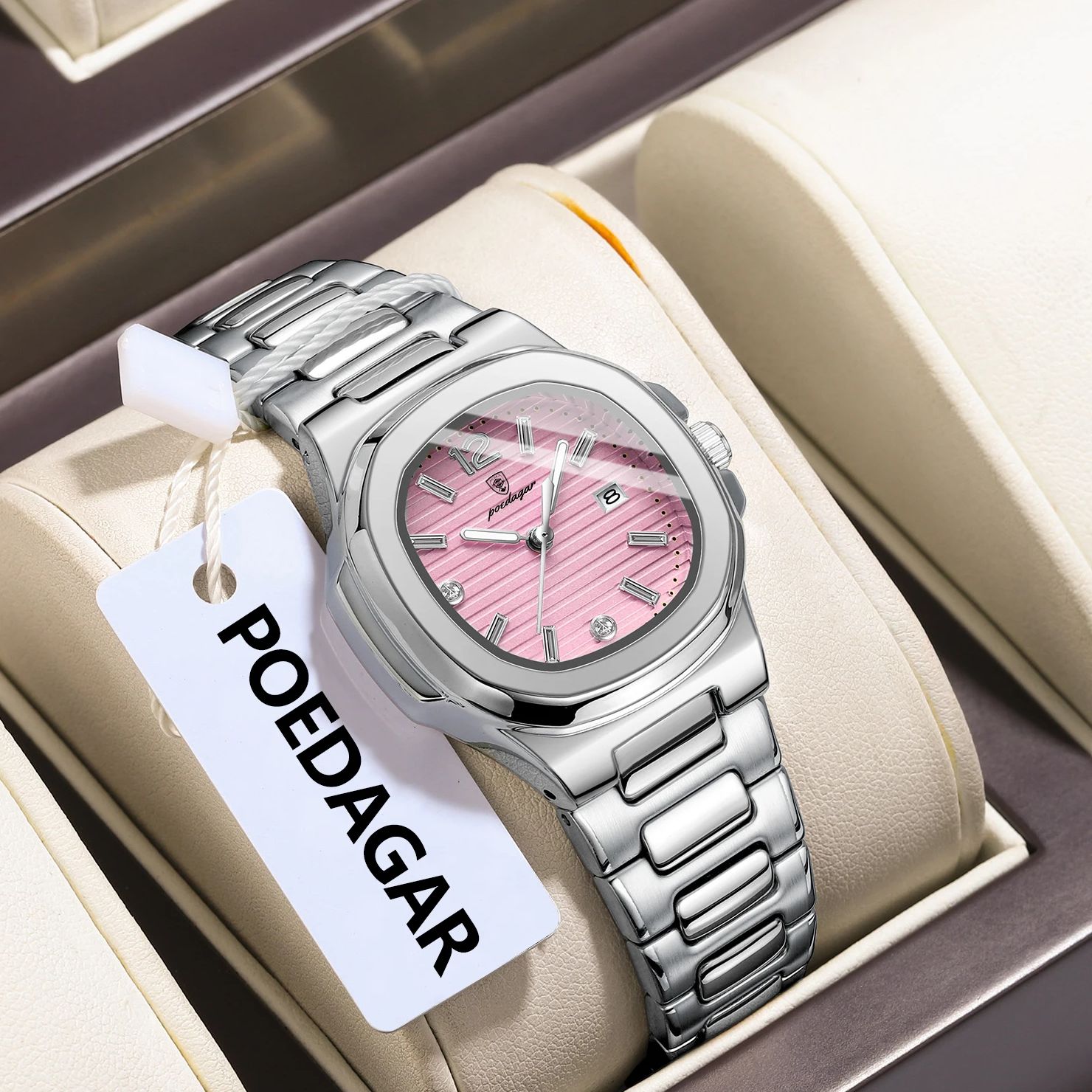 POEDAGAR Square Fashion Woman  - مراجعة Waterproof Diving Watch وسعره