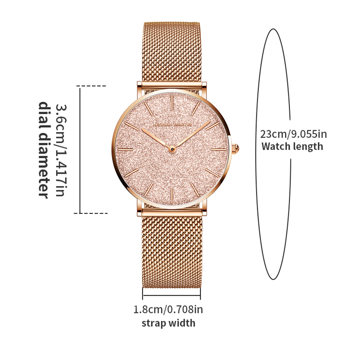 Hannah Martin Luxury Women's W - مراجعة Mesh Stainless Strap وسعره
