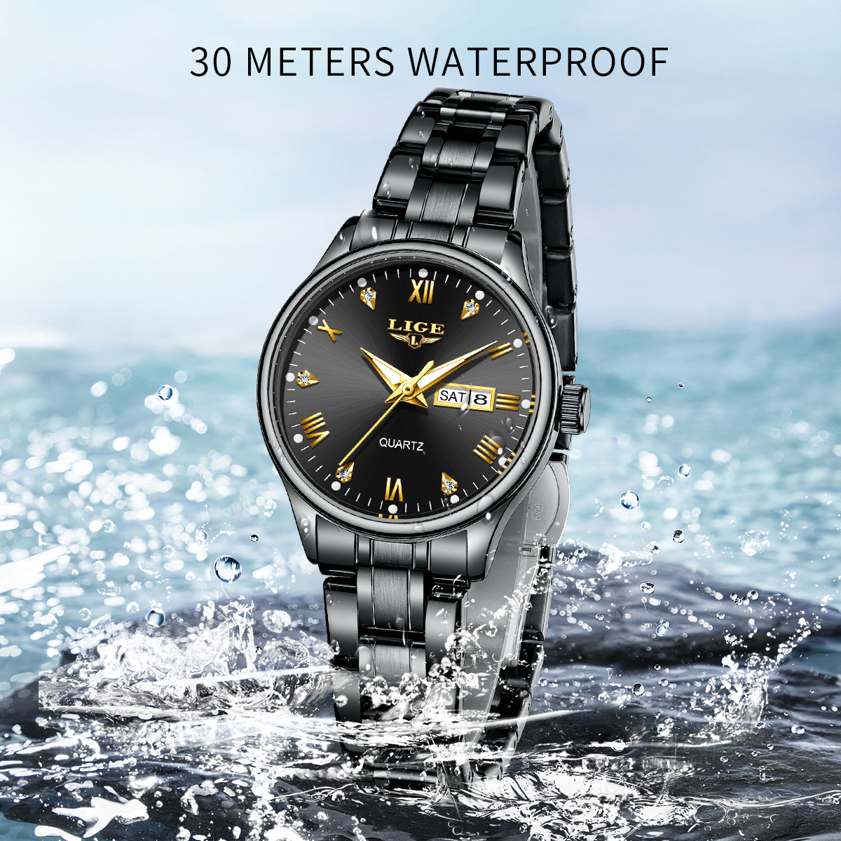 LIGE Top Band Woman Watch Clas - مراجعة Waterproof Diving Watch وسعره