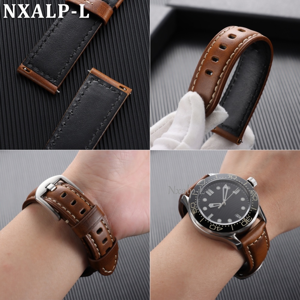 Oil Wax Cowhide Strap 18 20mm  - مراجعة Omega Watches Smartwatch وسعره