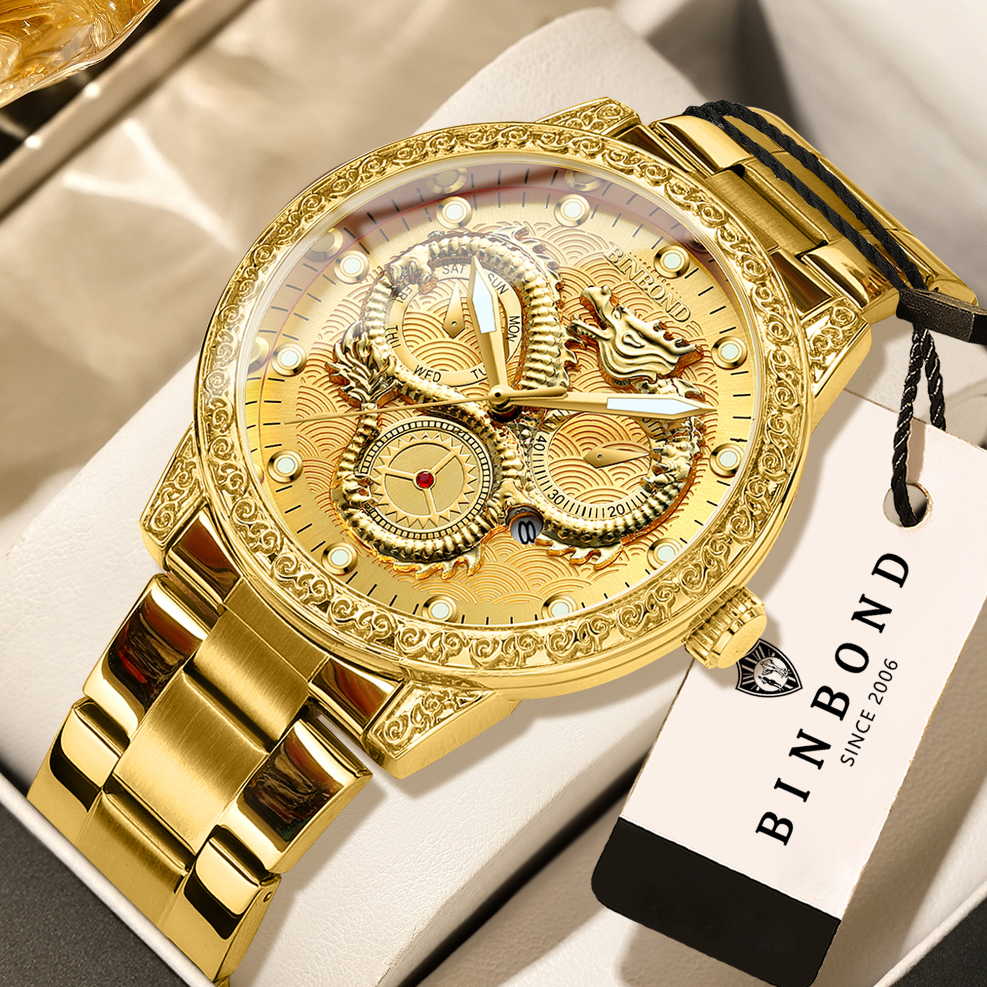 BINBOND Dragon vintage luxury  - مراجعة Smartwatch Vintage Watches For Men وسعره