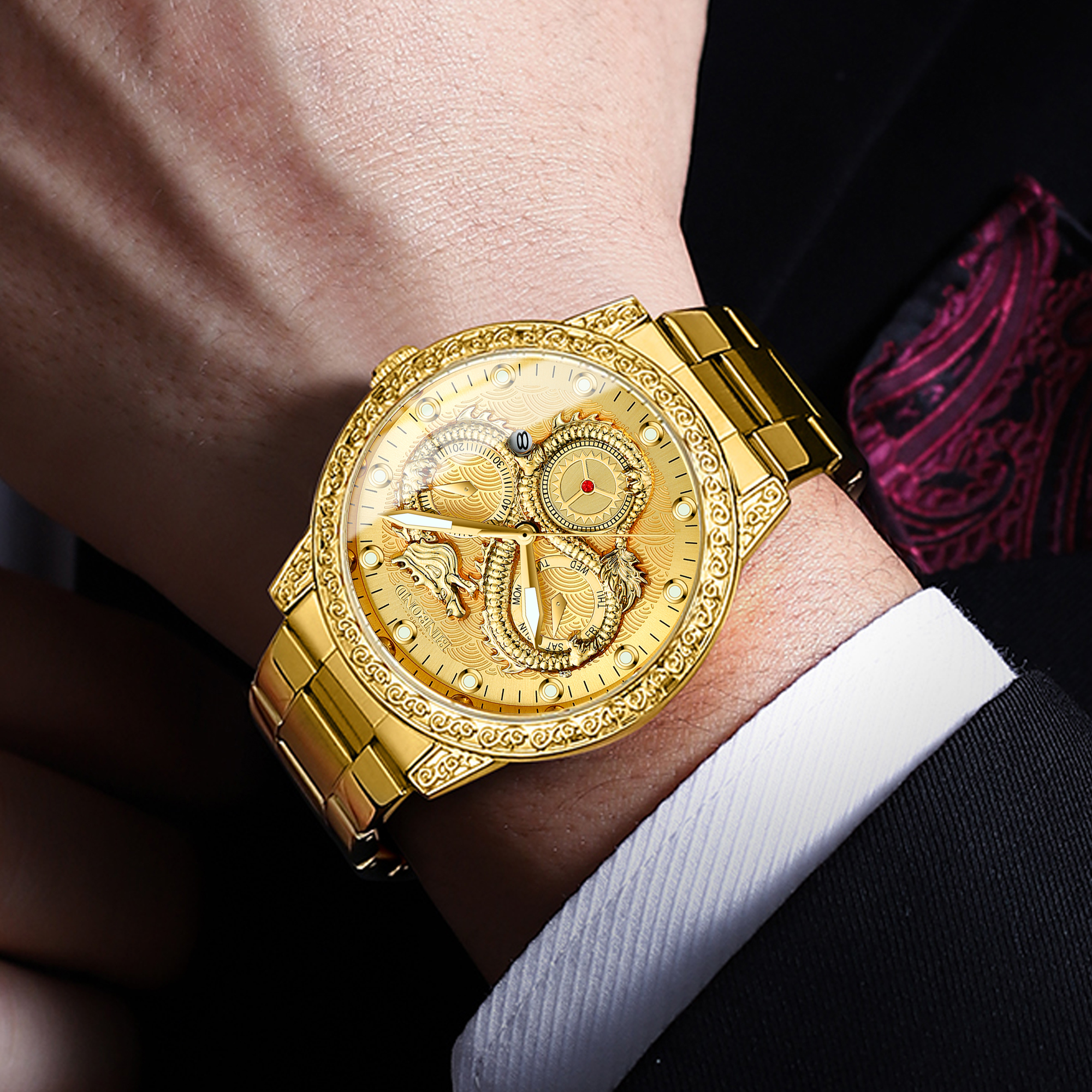 BINBOND Dragon vintage luxury  - مراجعة Smartwatch Vintage Watches For Men وسعره