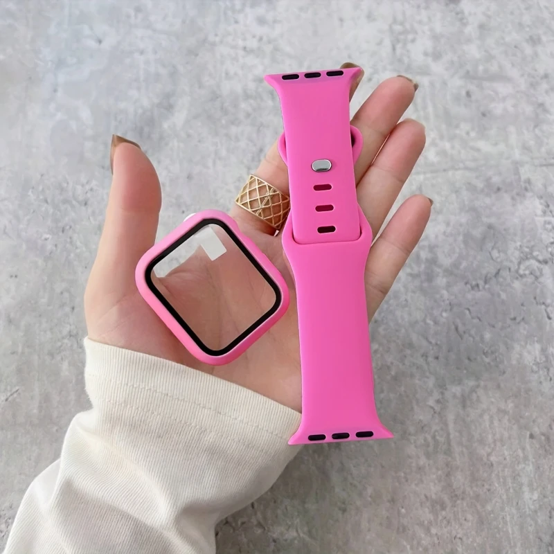Glass+Case+band For Apple Watc - مراجعة Silicone Sport Band وسعره