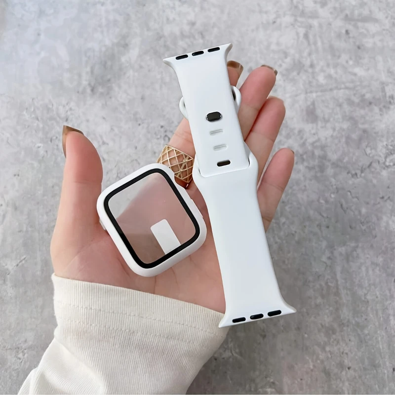 Glass+Case+band For Apple Watc - مراجعة Silicone Sport Band وسعره