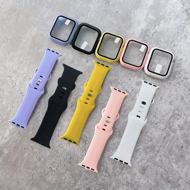 Glass+Case+band For Apple Watc - مراجعة Silicone Sport Band وسعره