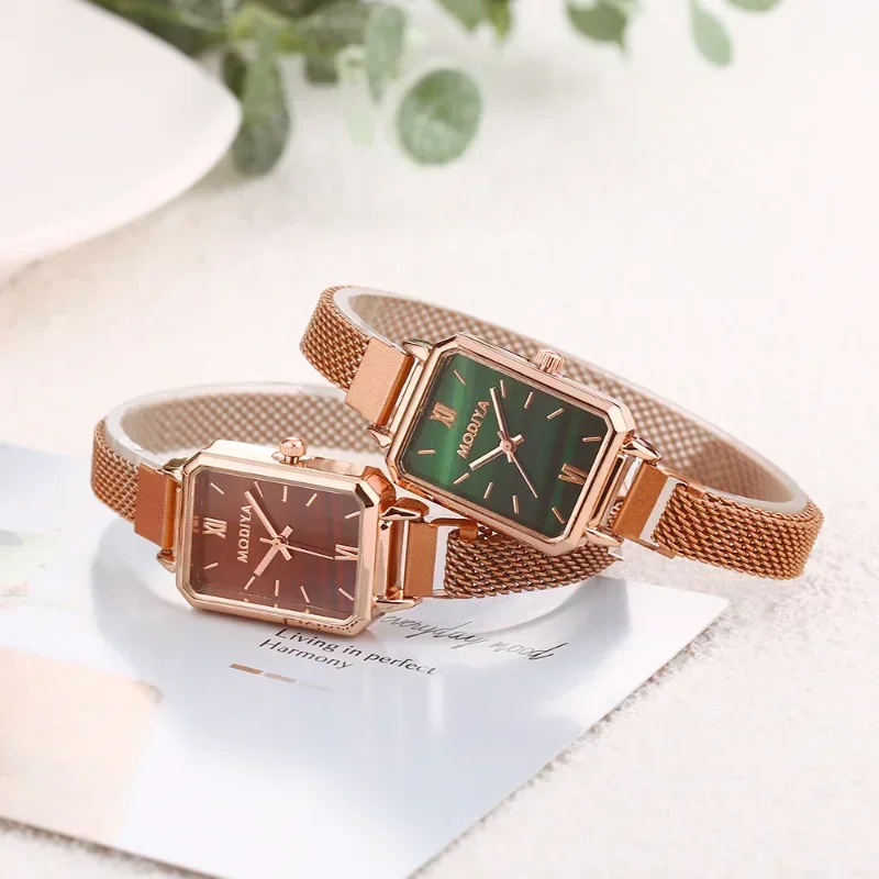 Women Watches Fashion Square L - مراجعة Mesh Stainless Strap وسعره