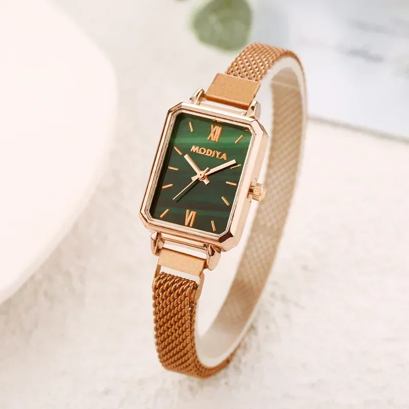 Women Watches Fashion Square L - مراجعة Mesh Stainless Strap وسعره