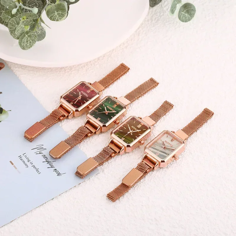 Women Watches Fashion Square L - مراجعة Mesh Stainless Strap وسعره