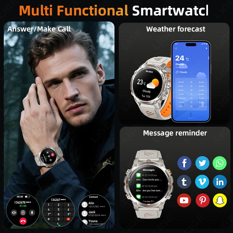 LIGE Rugged GPS Track Smart Wa - مراجعة Smartwatch I Watches وسعره