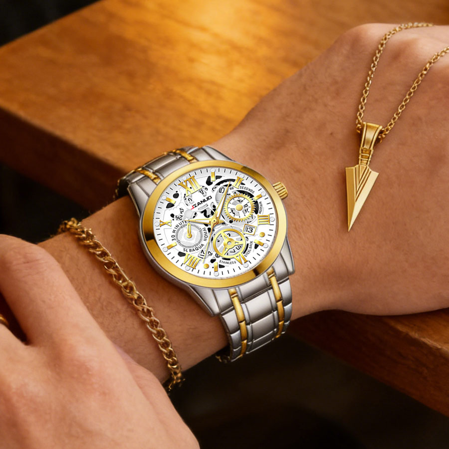 Business luxury men's steel ba - مراجعة Smartwatch Ring Watches وسعره