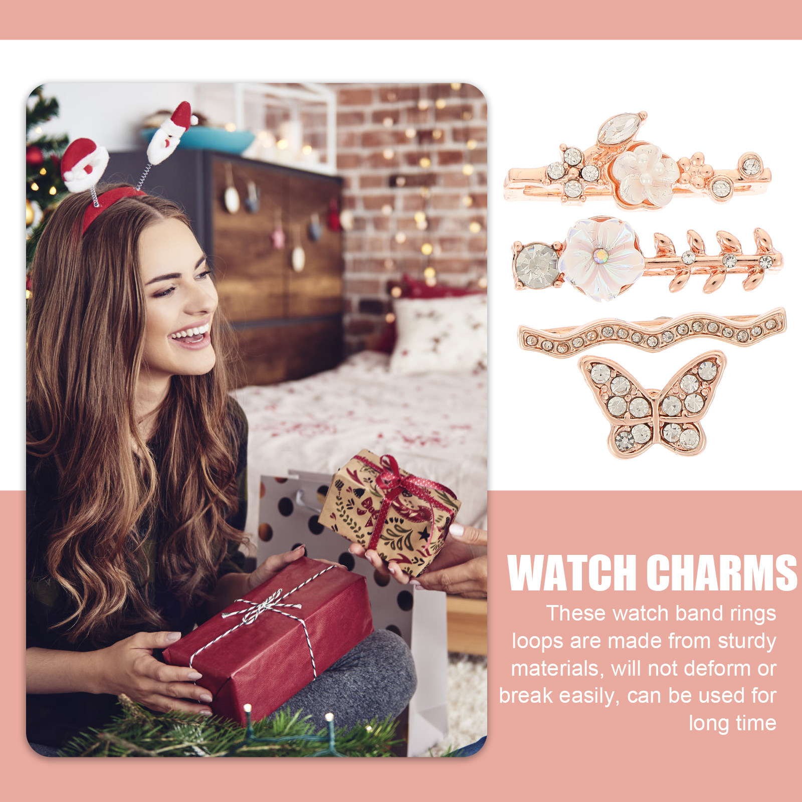 4Pcs Metal Watchband Charms Rh - مراجعة Smartwatch Ring Watches وسعره