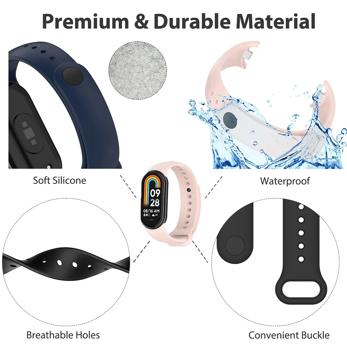 Strap for Xiaomi Mi Band 9/9 N - مراجعة Silicone Sport Band وسعره