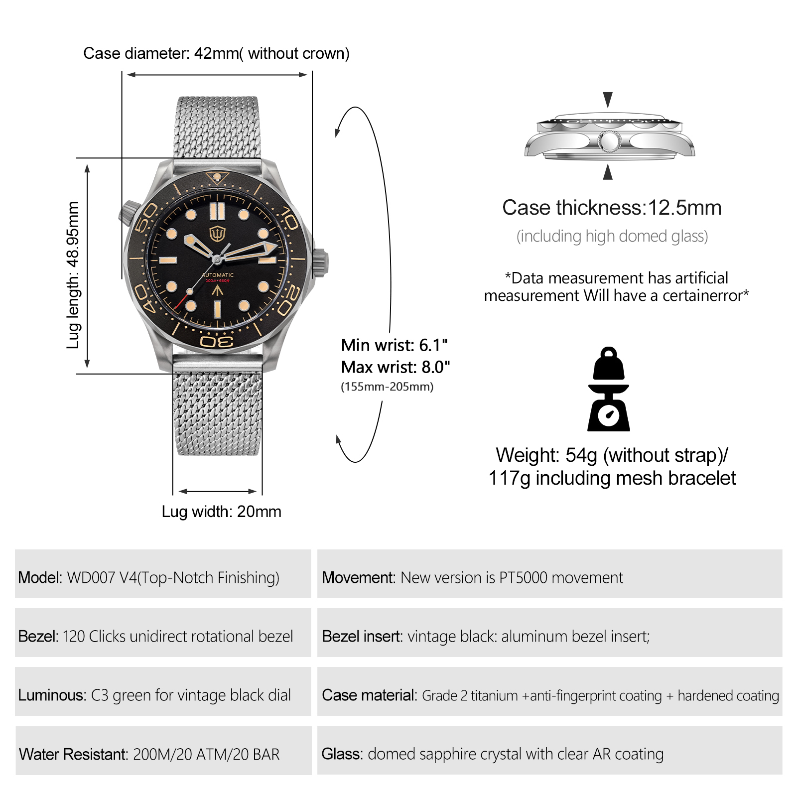 Watchdives WD007 V4 Automatic  - مراجعة Waterproof Diving Watch وسعره