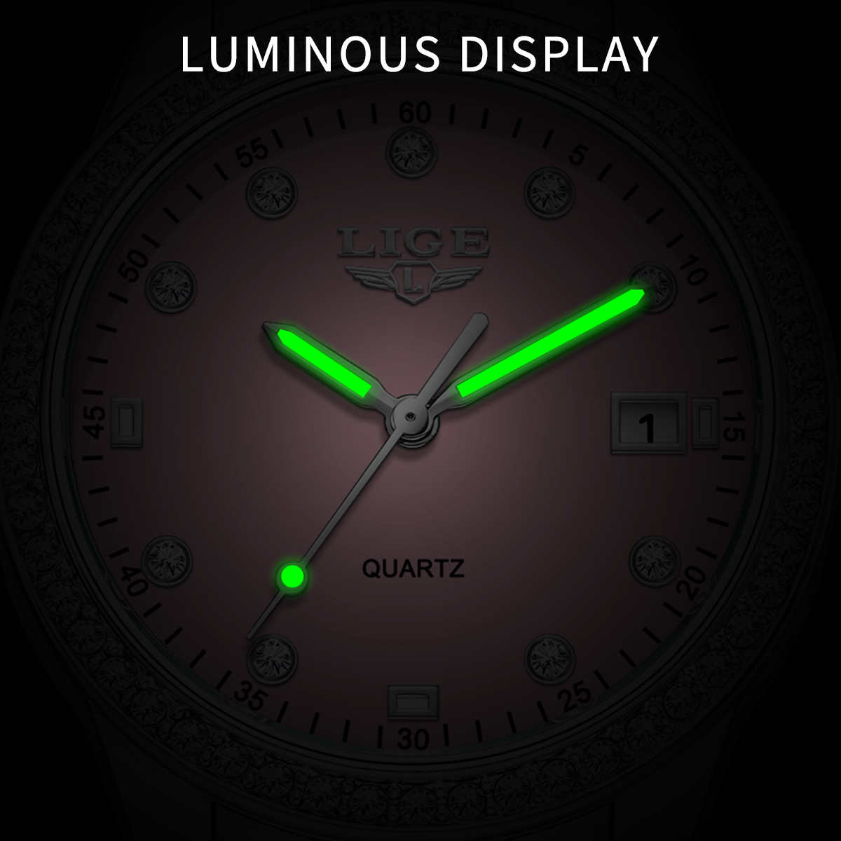 LIGE Creative Pink Dial Diamon - مراجعة Waterproof Diving Watch وسعره
