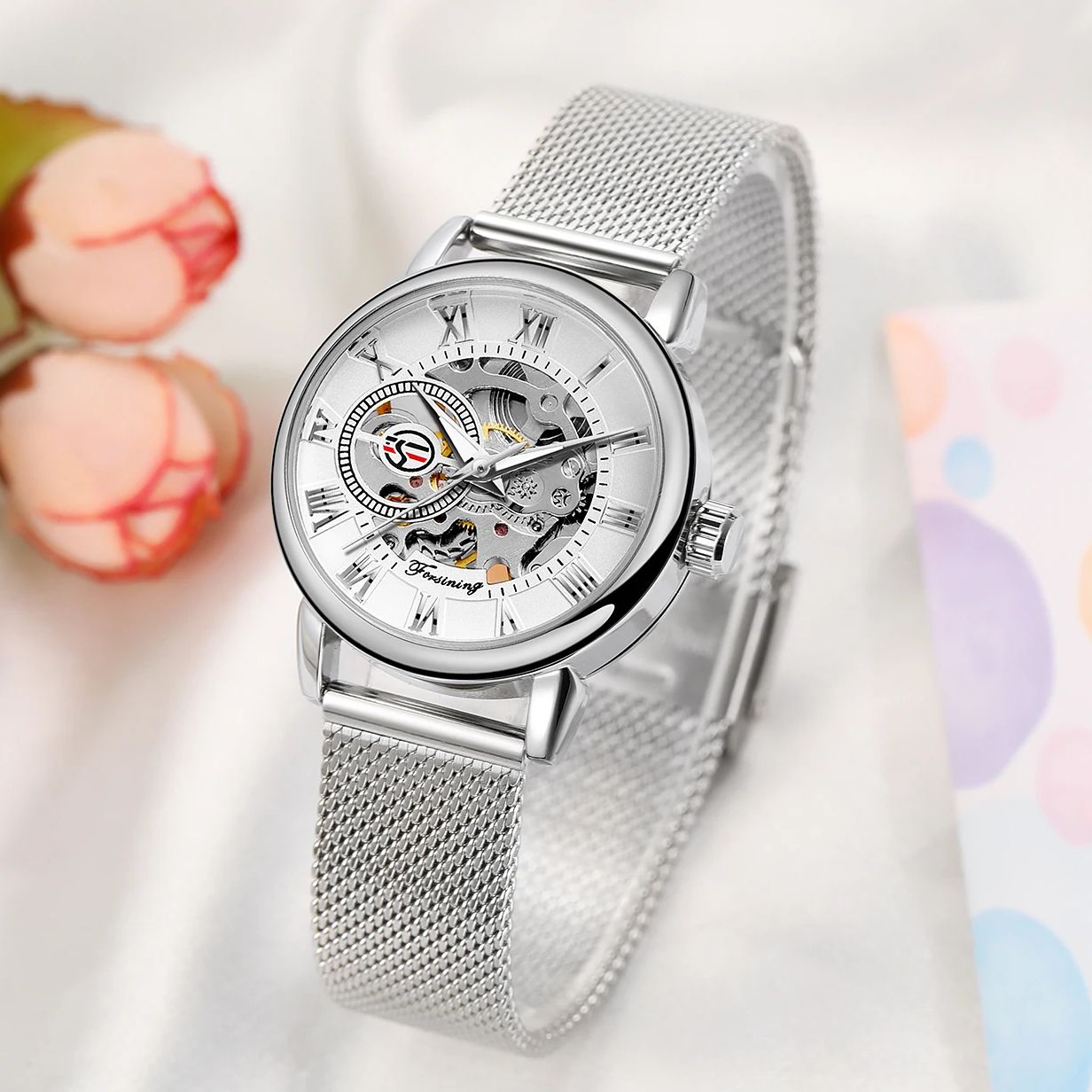 Forsining Silver Skeleton Mech - مراجعة Mesh Stainless Strap وسعره