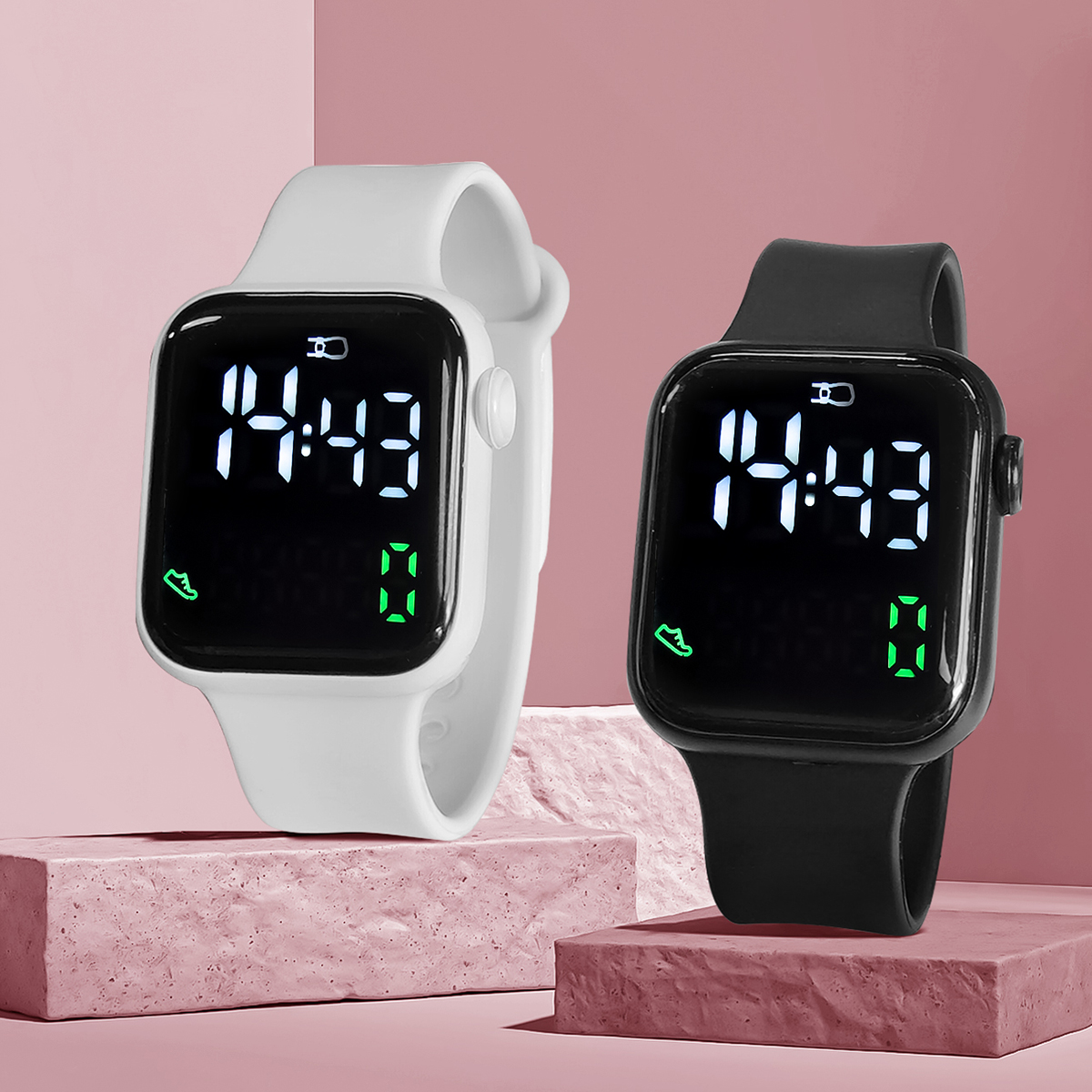 New 2PCS Student Minimalist Sm - مراجعة Smartwatch Watches Digital وسعره