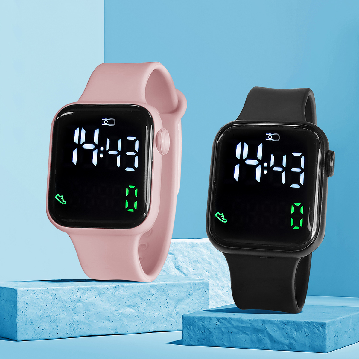 New 2PCS Student Minimalist Sm - مراجعة Smartwatch Watches Digital وسعره