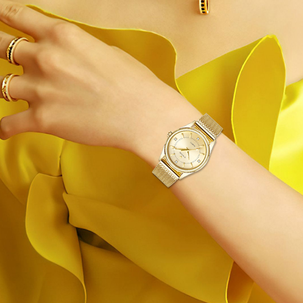 WWOOR Luxury Brand Dress Gold  - مراجعة Mesh Stainless Strap وسعره